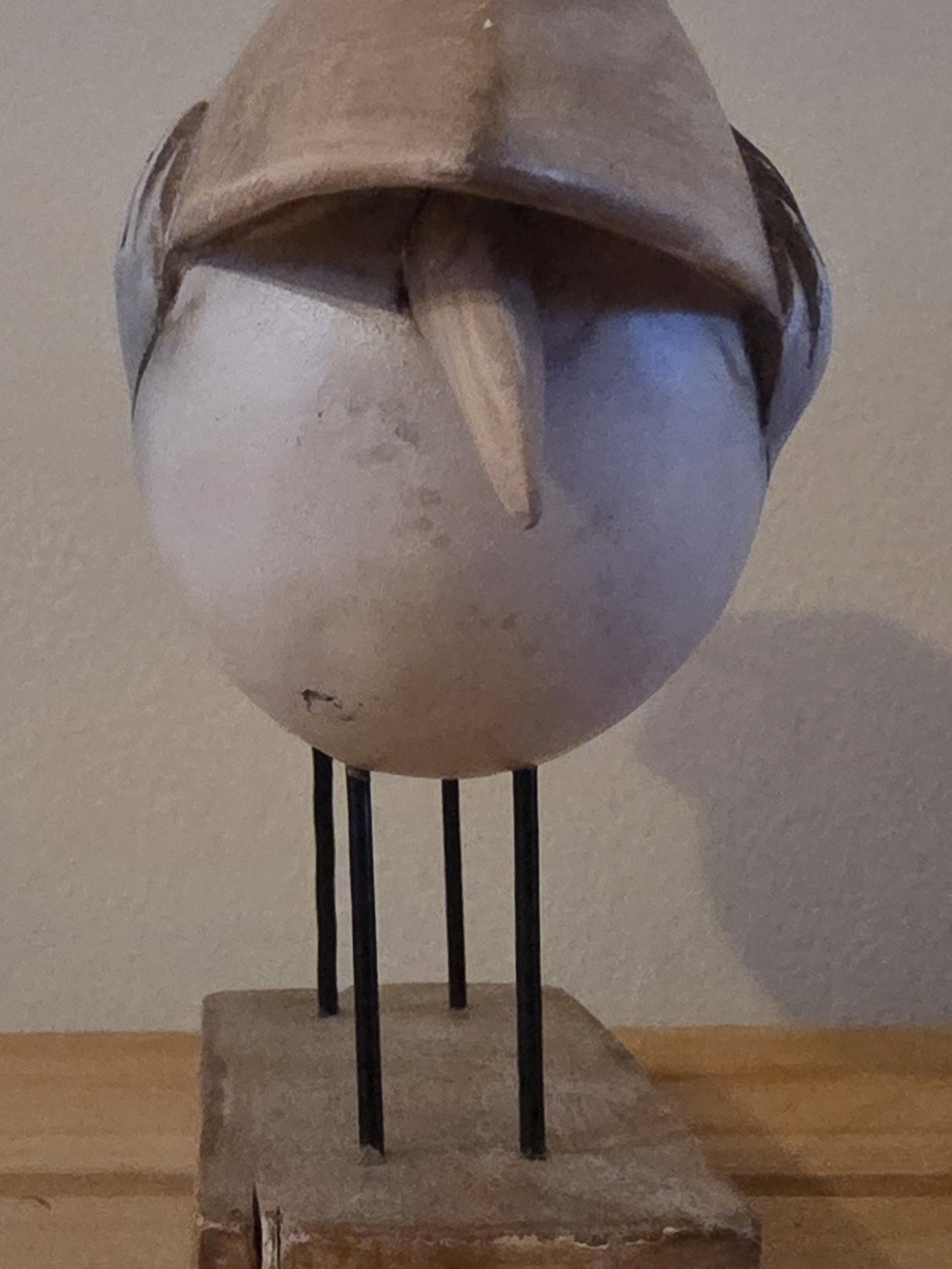 Handcrafted Two-Tone Wooden Sea Bird Sculpture - Gray & Natural Wood - Picture 2 of 6